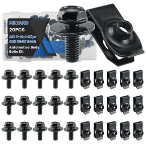 20 مجموعة من مسامير الجسم M6-1.0 المصنوعة من الفولاذ المنغنيز ومشابك صواميل على شكل حرف U، وأدوات تثبيت شديدة التحمل لمصدات السيارات، والرفارف، وغطاء المحرك، وغطاء المحرك، ودرع الرش in Kuwait