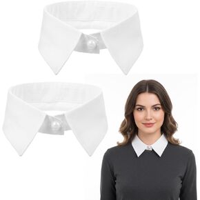 2 Pack White Detachable Fake Collar, Versatile Dickey White Collar Faux Collars for Women Half Shirt Blouse False Collars for Dresses Vest Blouse in Kuwait