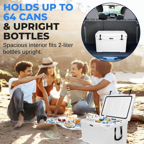 SereneLife Ultra-Tough 25-75 Quart Rotomolded Cooler Box, Holds Upto 64 Cans, Keeps Ice Up to 5 Days, Heavy-Duty Insulated Portable Ice Chest Box, Ideal for Camping, Beach, Picnics, Tailgating, etc in Saudi Arabia