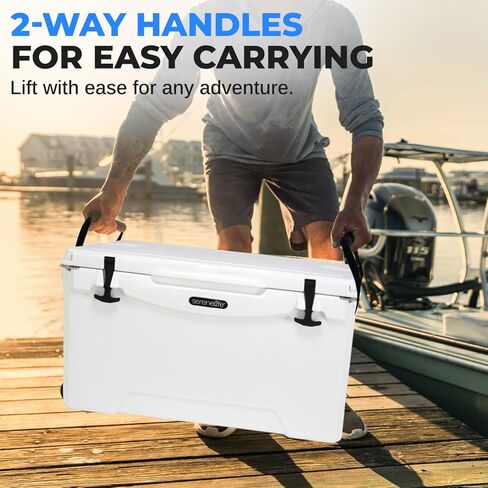 SereneLife Ultra-Tough 25-75 Quart Rotomolded Cooler Box, Holds Upto 64 Cans, Keeps Ice Up to 5 Days, Heavy-Duty Insulated Portable Ice Chest Box, Ideal for Camping, Beach, Picnics, Tailgating, etc in Saudi Arabia