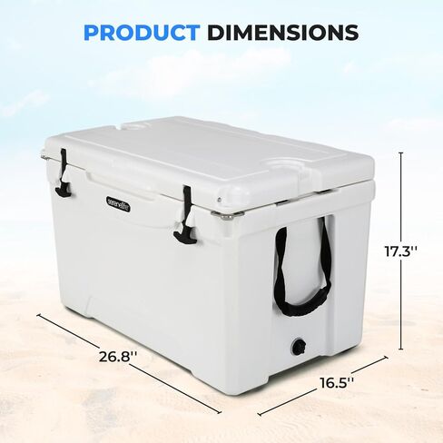 SereneLife Ultra-Tough 25-75 Quart Rotomolded Cooler Box, Holds Upto 64 Cans, Keeps Ice Up to 5 Days, Heavy-Duty Insulated Portable Ice Chest Box, Ideal for Camping, Beach, Picnics, Tailgating, etc in Saudi Arabia