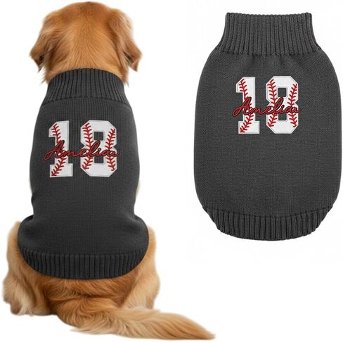 Personalized Baseball Embroidered Pet Sweater with Name, Soft Knit Dog and Cat Apparel Baseball, Custom Pet Clothing for Small to Large Pets, Ideal Gift for Pet Lovers Gift#3 in Saudi Arabia
