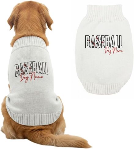 Personalized Baseball Embroidered Pet Sweater with Name, Soft Knit Dog and Cat Apparel Baseball, Custom Pet Clothing for Small to Large Pets, Ideal Gift for Pet Lovers Gift#3 in Saudi Arabia