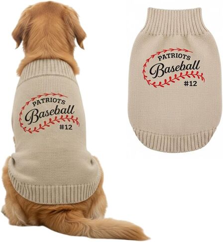 Personalized Baseball Embroidered Pet Sweater with Name, Soft Knit Dog and Cat Apparel Baseball, Custom Pet Clothing for Small to Large Pets, Ideal Gift for Pet Lovers Gift#3 in Saudi Arabia