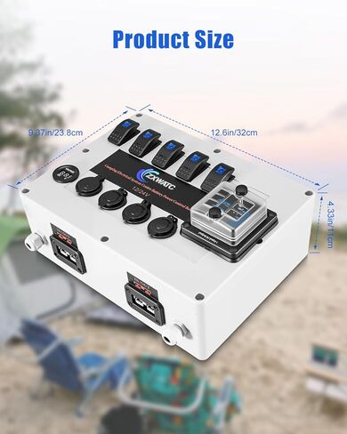 صندوق التحكم في طاقة البطارية 12 فولت/24 فولت للنظام الكهربائي للتخييم، صندوق مصهر 6 اتجاهات، 5 مفاتيح هزازة، الفولتميتر، منافذ USB، مقبس السجائر، مصدر طاقة الكل في واحد DIY للمركبات الترفيهية، شاحنة صغيرة، دفع رباعي ومظلة in Kuwait