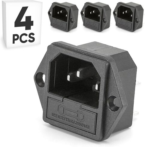 4-Pack IEC C14 وحدة مدخل الطاقة مع الصمامات 250V 10A برغي جبل المقبس للوحة المعدات الكهربائية الضميمة in Kuwait