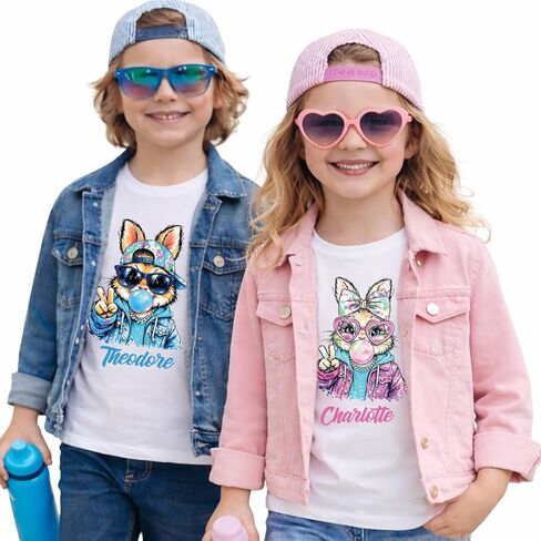 Matching Easter Outfits for Siblings, Funny Easter Shirt, Easter Gifts for Kids, Kids Easter Shirts for Girls, Boys Easter Shirt Toddler: Colorful Bunny Graphic with Custom Name, Cousin Crew Shirts in Kuwait