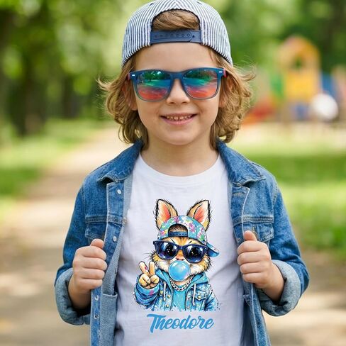 Matching Easter Outfits for Siblings, Funny Easter Shirt, Easter Gifts for Kids, Kids Easter Shirts for Girls, Boys Easter Shirt Toddler: Colorful Bunny Graphic with Custom Name, Cousin Crew Shirts in Kuwait