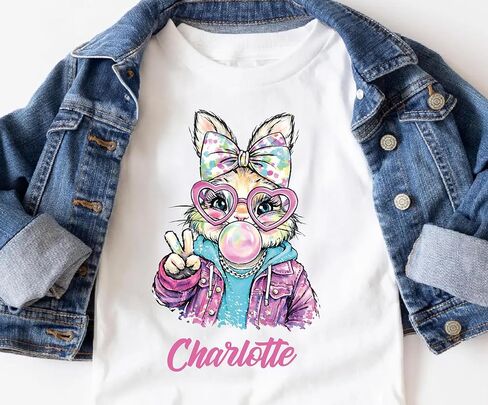 Matching Easter Outfits for Siblings, Funny Easter Shirt, Easter Gifts for Kids, Kids Easter Shirts for Girls, Boys Easter Shirt Toddler: Colorful Bunny Graphic with Custom Name, Cousin Crew Shirts in Kuwait