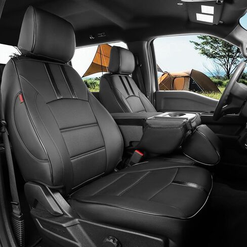أغطية مقاعد Coverdream RAM مجموعة كاملة لـ 2019-2026 Ram 1500 Crew Cab Big Horn، Lone Star Pickup، مقعد خلفي مقسم 40/60، مغطى بالكامل، واقي مقعد جلدي للشاحنة مقاوم للماء (أسود) in Saudi Arabia