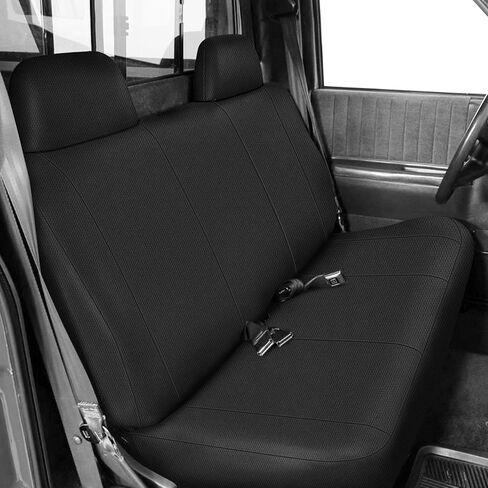 Front Bench Seat Cover Compatible with 1992-2003 Chevy S10 with 2 Headrests, Heavy Duty Knitted Sponge Fabric, Black in Saudi Arabia