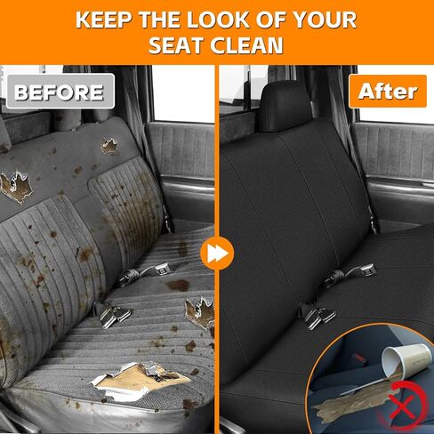 Front Bench Seat Cover Compatible with 1992-2003 Chevy S10 with 2 Headrests, Heavy Duty Knitted Sponge Fabric, Black in Saudi Arabia
