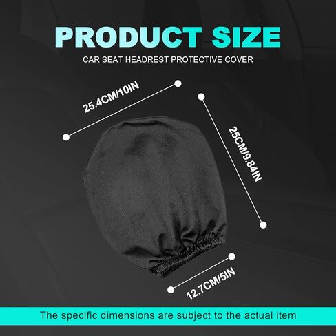 Universal 2 PCS Car Seat Headrest Covers (Black) - 9" x 10.6" Knitted Stretch Fabric, Breathable Fully Surrounded Design, Reusable Flexible Dust Protectors for Most Cars in Kuwait