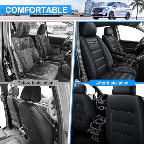 2 Front Seat Covers for Honda Odyssey 2011-2025 2026: Leather Car Seat Cover Interior Accessories Customer Fit 2 Front Seat (Black) in Saudi Arabia