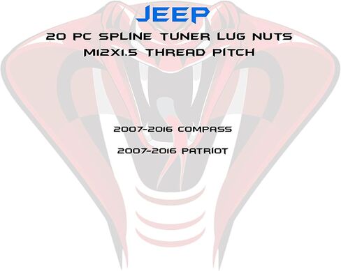 20pc Spline Tuner 12x1.5 Chrome Lug Nuts | Fits 2007-2016 Jeep Compass Patriot with Aftermarket Wheels in Saudi Arabia