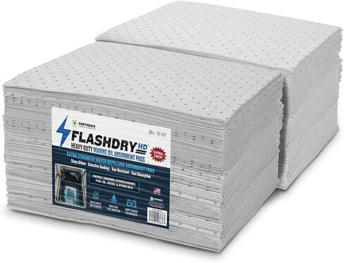 Marine Oil & Fuel Spill Absorbent Pads - 100-Count Box, 17.5" x 13.5", Water Repellent, Effective Spill Control, Marine Protection, High-Performance, Eco-Friendly, Tear Resistant in Kuwait