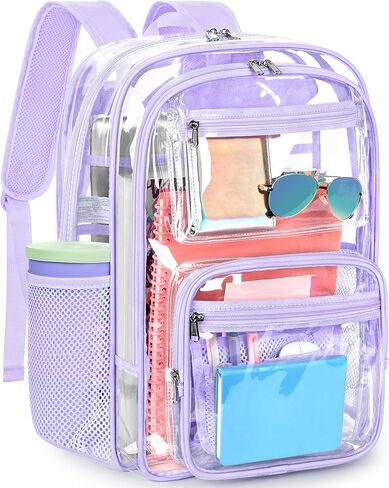 ZORFIN Large 31L Clear Backpack - Heavy-Duty Transparent Bag with Reinforced Straps for School and Work in Kuwait