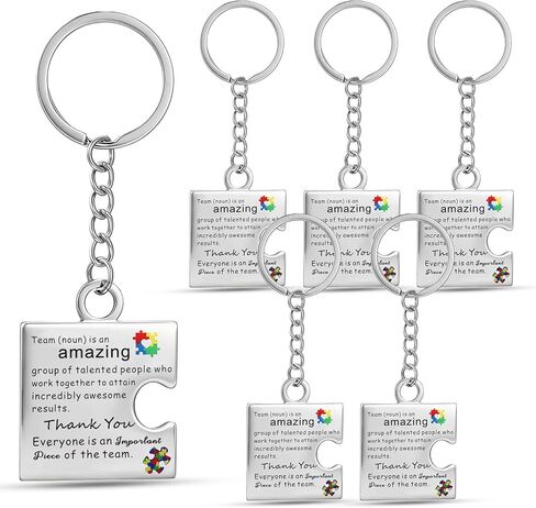Nosiny 6 Pcs Team Appreciation Gifts for Employee Puzzle Piece Stainless Keychains Bulk Team Cooperation Thank You Gift Set for Coworker Staff Colleagues Teachers Group in Saudi Arabia