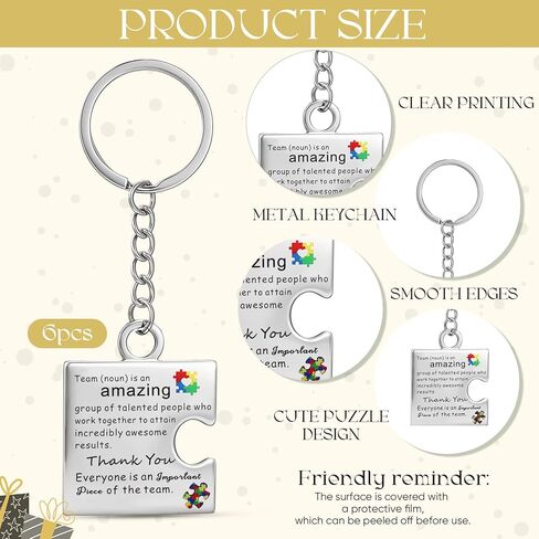 Nosiny 6 Pcs Team Appreciation Gifts for Employee Puzzle Piece Stainless Keychains Bulk Team Cooperation Thank You Gift Set for Coworker Staff Colleagues Teachers Group in Saudi Arabia