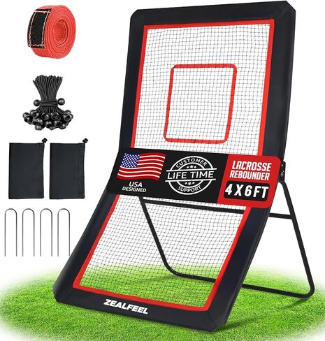 Lacrosse Rebounder, 4x7 FT Lacrosse Rebound for Backyard Lacrosse Bounce Back Net with 5 Rebound Angles, Target Strip, Perfect for Lacrosse Baseball Volleyball and Soccer Practice in Kuwait
