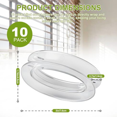 ETZ 10 Pack Window Blind Cord Winder, Safety Childproof Blind Cord Holder Cleat, Clear Plastic Windows Shade String Clips, Protect Kids and Pets No Wall Damage in Kuwait