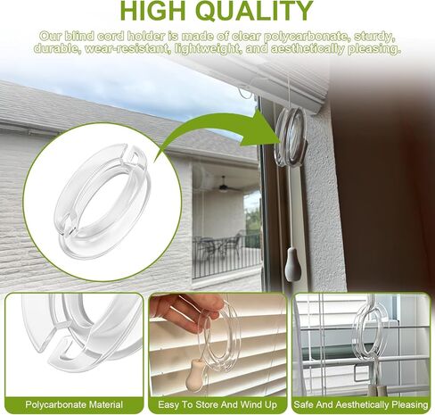 ETZ 10 Pack Window Blind Cord Winder, Safety Childproof Blind Cord Holder Cleat, Clear Plastic Windows Shade String Clips, Protect Kids and Pets No Wall Damage in Kuwait