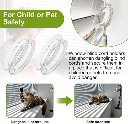 ETZ 10 Pack Window Blind Cord Winder, Safety Childproof Blind Cord Holder Cleat, Clear Plastic Windows Shade String Clips, Protect Kids and Pets No Wall Damage in Kuwait