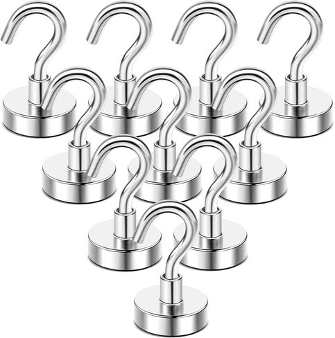 DIYMAG Magnetic Hooks for Hanging Cubicle Accessories, 30lbs 2026 Cruise Cabin Ship Essentials N52 Magnetic Hook Heavy Duty Strong Magnets Fridge for Classroom Beach Kitchen Grills 10 Pack Silver in Saudi Arabia