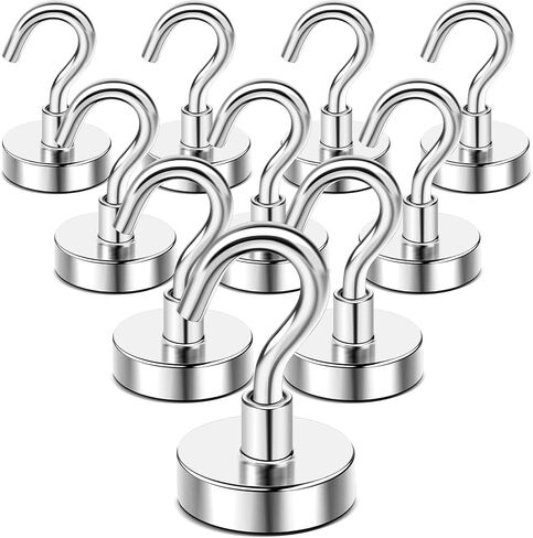 DIYMAG Magnetic Hooks for Hanging Cubicle Accessories, 30lbs 2026 Cruise Cabin Ship Essentials N52 Magnetic Hook Heavy Duty Strong Magnets Fridge for Classroom Beach Kitchen Grills 10 Pack Silver in Saudi Arabia