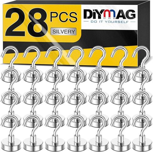 DIYMAG Magnetic Hooks for Hanging Cubicle Accessories, 30lbs 2026 Cruise Cabin Ship Essentials N52 Magnetic Hook Heavy Duty Strong Magnets Fridge for Classroom Beach Kitchen Grills 10 Pack Silver in Saudi Arabia