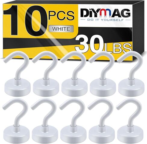 DIYMAG Magnetic Hooks for Hanging Cubicle Accessories, 30lbs 2026 Cruise Cabin Ship Essentials N52 Magnetic Hook Heavy Duty Strong Magnets Fridge for Classroom Beach Kitchen Grills 10 Pack Silver in Saudi Arabia