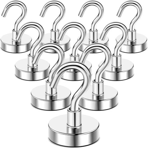 DIYMAG Magnetic Hooks for Hanging Cubicle Accessories, 30lbs 2026 Cruise Cabin Ship Essentials N52 Magnetic Hook Heavy Duty Strong Magnets Fridge for Classroom Beach Kitchen Grills 10 Pack Silver in Saudi Arabia