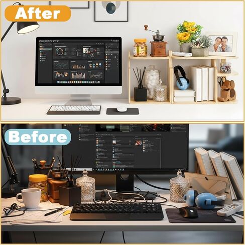 Desk Shelf Organizer, Adjustable Wood Desktop Organizers, Office Storage Rack, Small Tabletop Bookshelf, Freestanding Corner Display Shelf, Multi-Combination Desk Hutch for Dorm Home Study in Kuwait