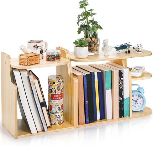 Desk Shelf Organizer, Adjustable Wood Desktop Organizers, Office Storage Rack, Small Tabletop Bookshelf, Freestanding Corner Display Shelf, Multi-Combination Desk Hutch for Dorm Home Study in Kuwait