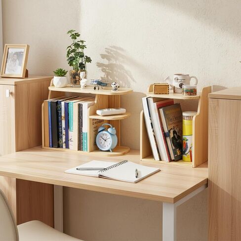 Desk Shelf Organizer, Adjustable Wood Desktop Organizers, Office Storage Rack, Small Tabletop Bookshelf, Freestanding Corner Display Shelf, Multi-Combination Desk Hutch for Dorm Home Study in Kuwait