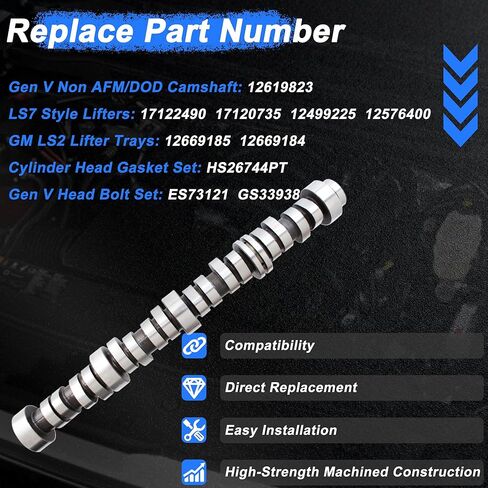 AUCERAMIC Gen V L83 5.3L Non-AFM DOD Camshaft Kit with Head Gaskets Fit 2014-2020 for Chevrolet Silverado Suburban Tahoe GMC Sierra Yukon 12619823 HS26744PT 12499225 in Saudi Arabia