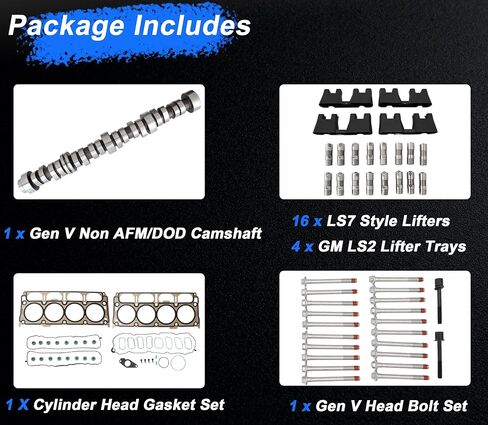 AUCERAMIC Gen V L83 5.3L Non-AFM DOD Camshaft Kit with Head Gaskets Fit 2014-2020 for Chevrolet Silverado Suburban Tahoe GMC Sierra Yukon 12619823 HS26744PT 12499225 in Saudi Arabia
