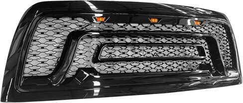FREEMOTOR802 Front Grille with Amber LED Lights Compatible with 2010-2018 Dodge Ram 2500 3500, Front Bumper Hood Grille Replacement Gloss Black ABS Plastic in Saudi Arabia