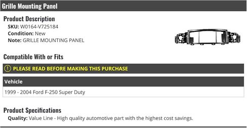 Front Grille Mounting Panel - Compatible with 1999-2004 Ford F-250 Super Duty in Saudi Arabia