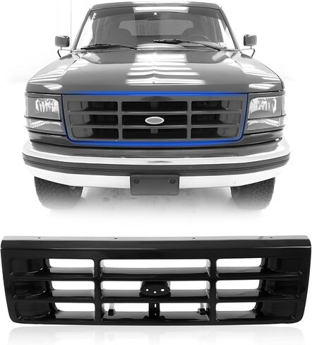 CarPartsDepot Front Chrome Shell Grille Assembly Grill With Dark Argent Insert Compatible With Ford Bronco F-350 SUV Extended Standard Crew Cab & Chassis Pickup 1989-1991 E9TZ8200A FO1200141 in Saudi Arabia