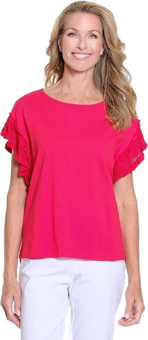 MULTIPLES Women's Flutter Sleeve Scoop Neck Top in Saudi Arabia