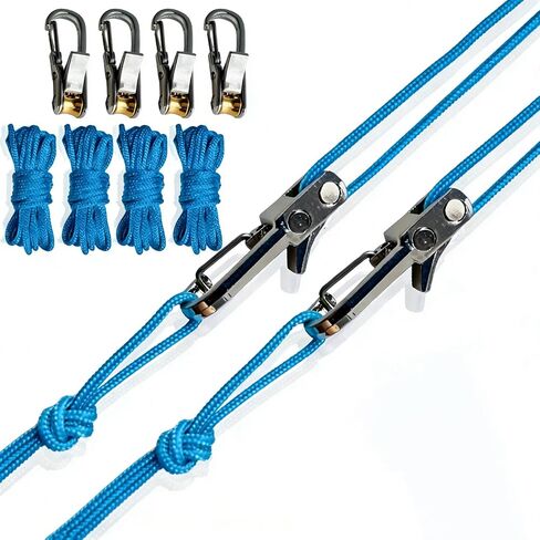 Rope Tightening Tool & Tensioner: Retractable Rope with Alloy Buckle for Outdoor Enthusiasts - Perfect for Camping Tent Building, Tarp Tie Downs, Hammock Installation & Outdoor Gear Securing (3) in Kuwait