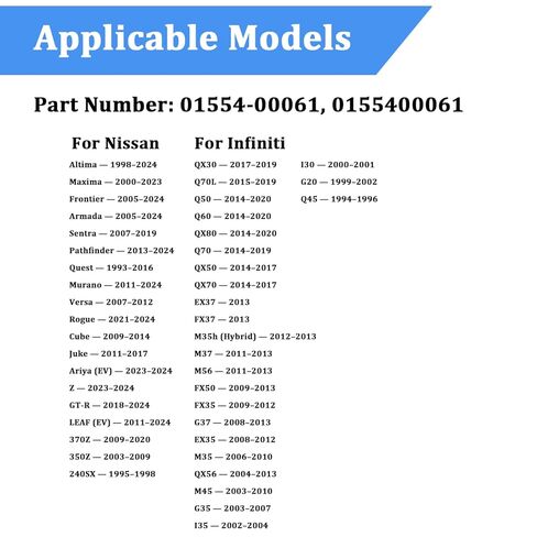 0155400061 مشبك تثبيت عمود الزجاج الأمامي - 10 قطع بديلة متوافقة مع Nissan Altima 1998-2024، Maxima 2000-2023، Frontier 2005-2024، Sentra 2007-2019، Pathfinder 2013-2024 01554-0006 in Kuwait