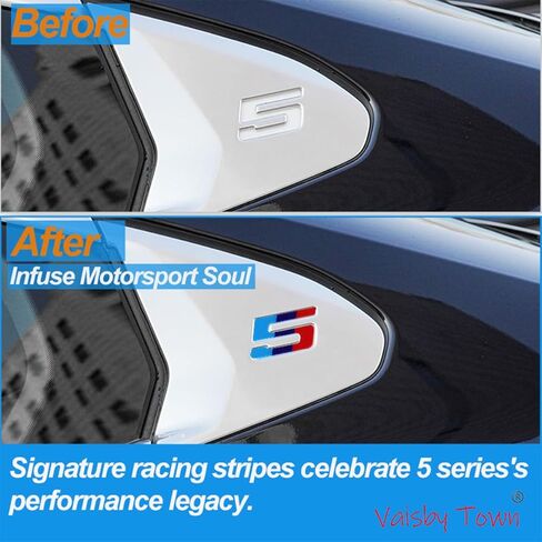 ملصق لاصق بشعار MTri-Style ثلاثي الألوان لسيارة BMW 5 Series 530i i5 G60 G68 2024-2026 C-Pillar النافذة الخلفية، قطعتان in Kuwait