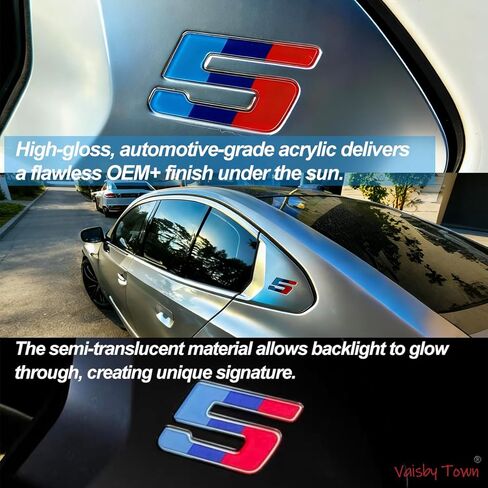 ملصق لاصق بشعار MTri-Style ثلاثي الألوان لسيارة BMW 5 Series 530i i5 G60 G68 2024-2026 C-Pillar النافذة الخلفية، قطعتان in Kuwait