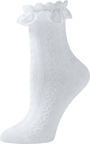 Ruffle Frilly Socks Lace Socks Women - Cute Lolita Sock Crew Ankle Dress Sock with Bow for Ladies Gril in Saudi Arabia
