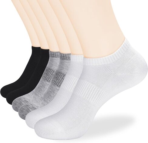 Corlap Women's Ankle Cotton Socks - No Show Low Cut Athletic Running Soft Thin White Socks 6 Pairs in Kuwait