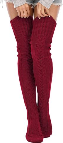 YELAIVP Women's Cable Knit Thigh High Socks Over the Knee Sock Extra Long Leg Warmers in Kuwait