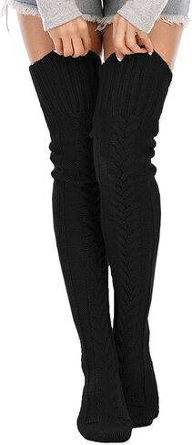 YELAIVP Women's Cable Knit Thigh High Socks Over the Knee Sock Extra Long Leg Warmers in Kuwait