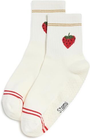 STEMS Women's Strawberry Grip Crew Socks in Kuwait